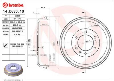 Brake Drum BREMBO 14.D630.10