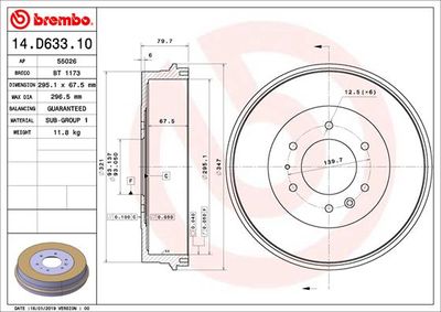Brake Drum BREMBO 14.D633.10