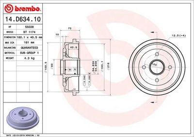 Brake Drum BREMBO 14.D634.10