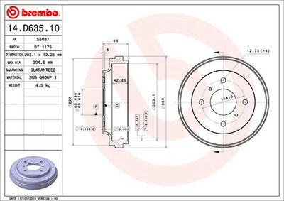 Brake Drum BREMBO 14.D635.10