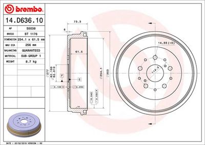 Brake Drum BREMBO 14.D636.10