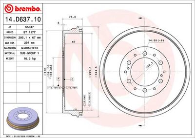 Brake Drum BREMBO 14.D637.10