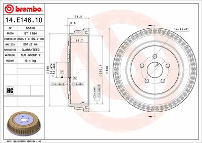 Brake Drum BREMBO 14.E146.10