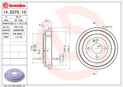 Brake Drum BREMBO 14.E275.10