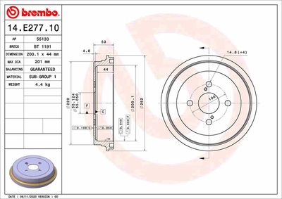 Brake Drum BREMBO 14.E277.10