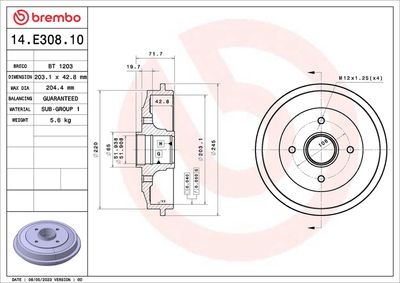 Brake Drum BREMBO 14.E308.10
