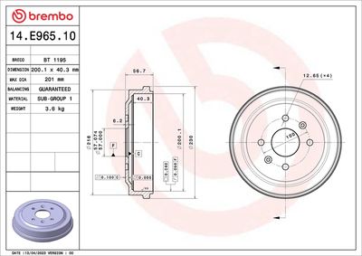 Brake Drum BREMBO 14.E965.10