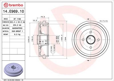 Brake Drum BREMBO 14.E969.10