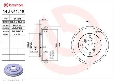 Brake Drum BREMBO 14.F041.10