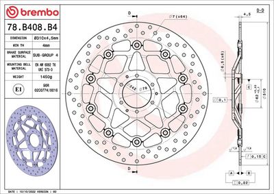 Brake Disc BREMBO 78B408B4