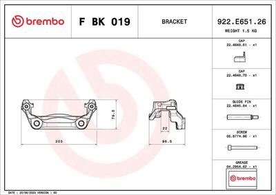 Brake Caliper Bracket Set BREMBO F BK 019