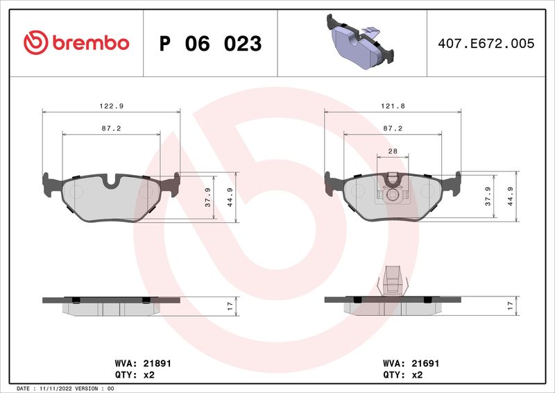 BREMBO P 06 023 Brake Pad Set, disc brake