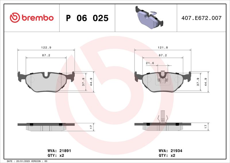 BREMBO P 06 025 Brake Pad Set, disc brake