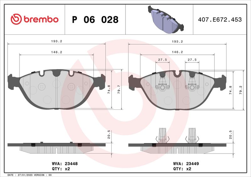 BREMBO P 06 028 Brake Pad Set, disc brake