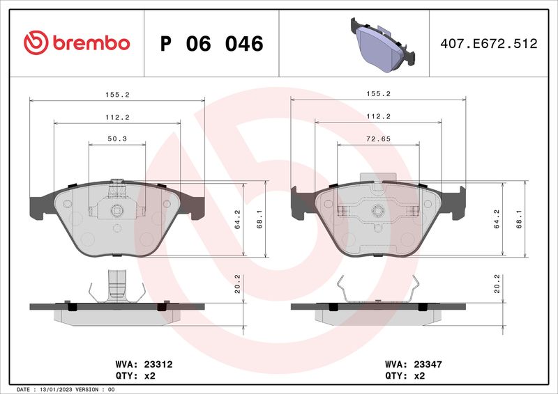BREMBO P 06 046 Brake Pad Set, disc brake