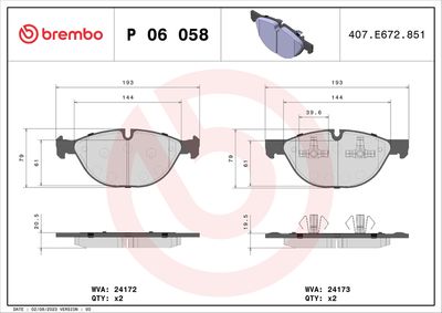 Brake Pad Set, disc brake BREMBO P 06 058
