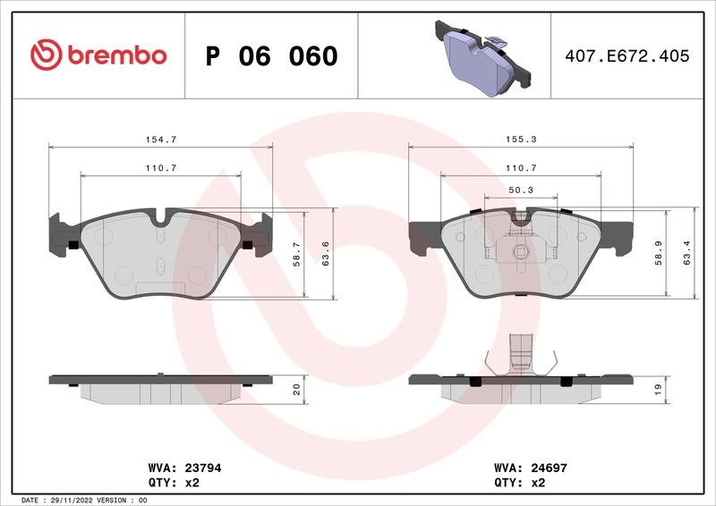 BREMBO P 06 060 Brake Pad Set, disc brake