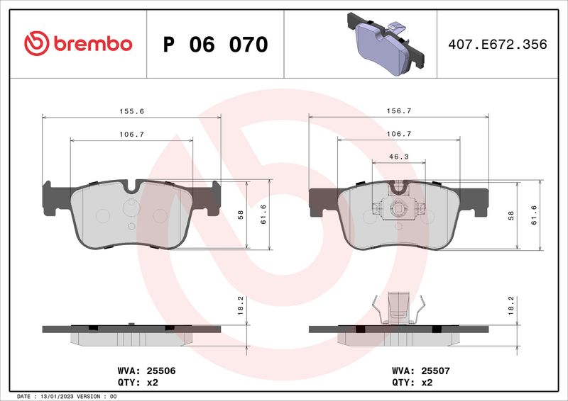 BREMBO P 06 070X Brake Pad Set, disc brake