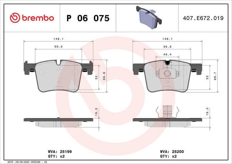 BREMBO P 06 075X Brake Pad Set, disc brake