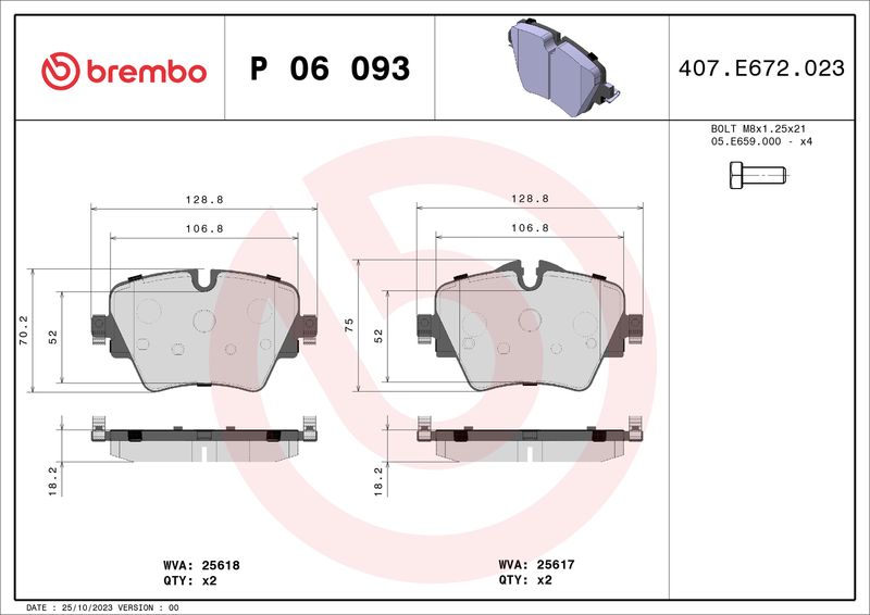 BREMBO P 06 093 Brake Pad Set, disc brake