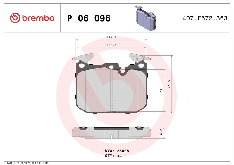 BREMBO P 06 096 Brake Pad Set, disc brake