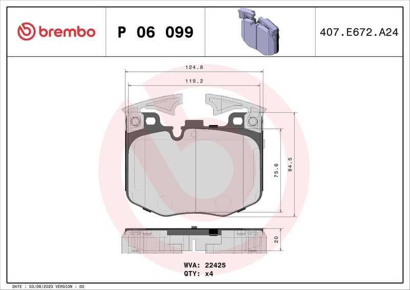 BREMBO P 06 099 Brake Pad Set, disc brake
