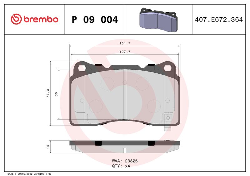 BREMBO P 09 004 Brake Pad Set, disc brake