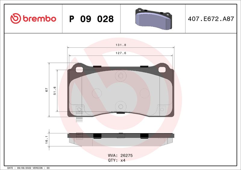BREMBO P 09 028 Brake Pad Set, disc brake