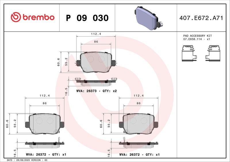 BREMBO P 09 030 Brake Pad Set, disc brake