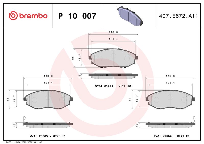 BREMBO P 10 007 Brake Pad Set, disc brake