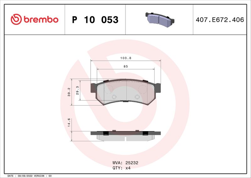 BREMBO P 10 053 Brake Pad Set, disc brake