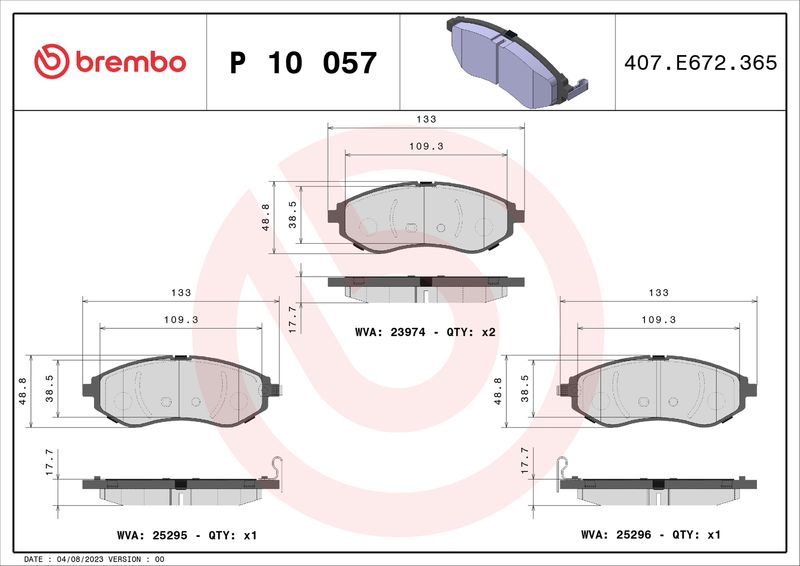BREMBO P 10 057 Brake Pad Set, disc brake
