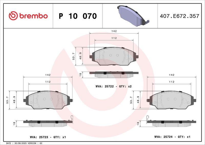BREMBO P 10 070 Brake Pad Set, disc brake