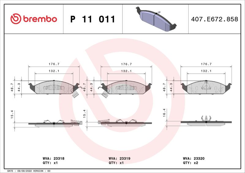 BREMBO P 11 011 Brake Pad Set, disc brake