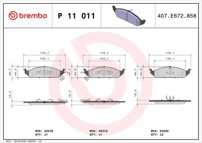 Brake Pad Set, disc brake BREMBO P 11 011