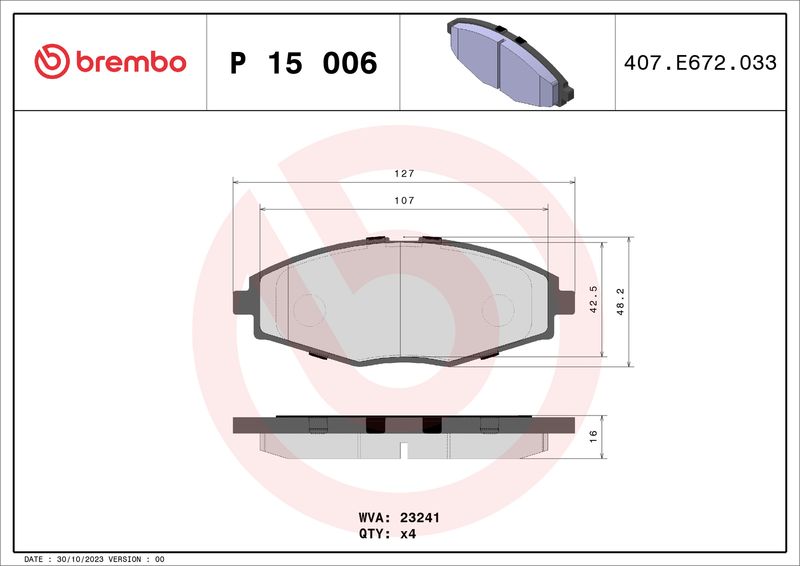 BREMBO P 15 006 Brake Pad Set, disc brake
