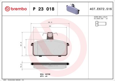 Brake Pad Set, disc brake BREMBO P 23 018