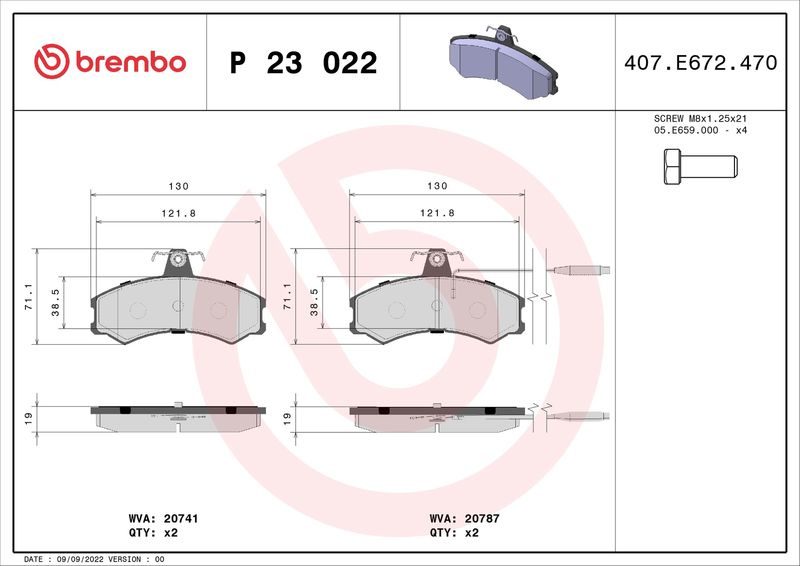 BREMBO P 23 022 Brake Pad Set, disc brake