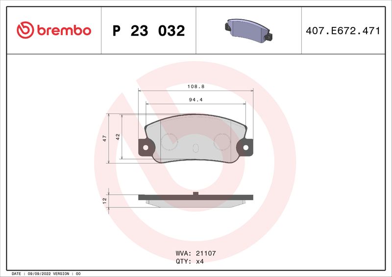 BREMBO P 23 032 Brake Pad Set, disc brake