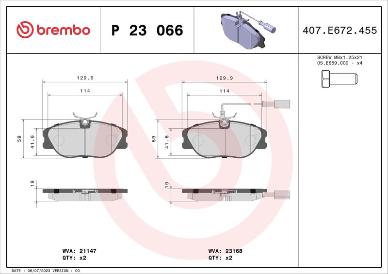 BREMBO P 23 066 Brake Pad Set, disc brake