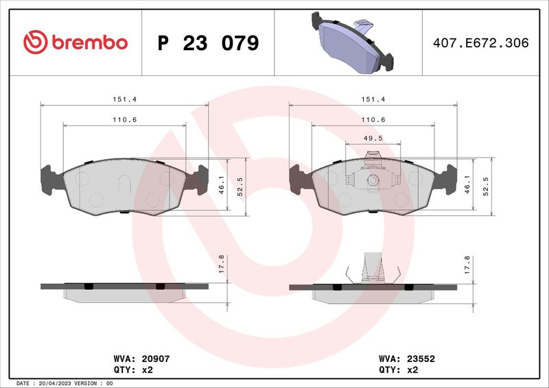BREMBO P 23 079 Brake Pad Set, disc brake