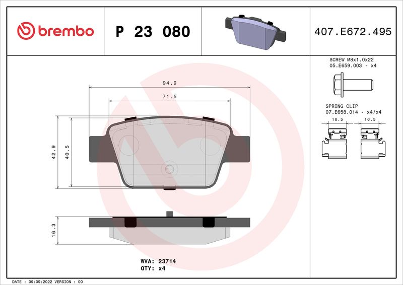 BREMBO P 23 080 Brake Pad Set, disc brake