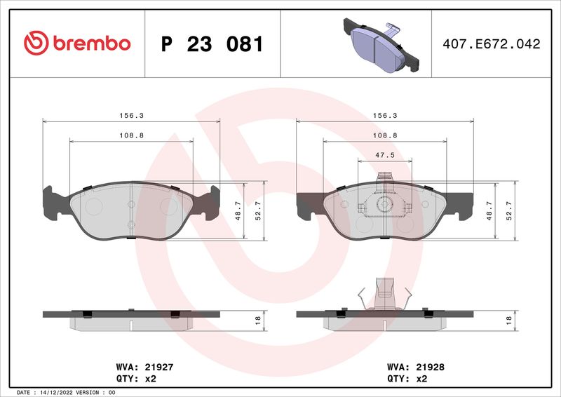 BREMBO P 23 081 Brake Pad Set, disc brake