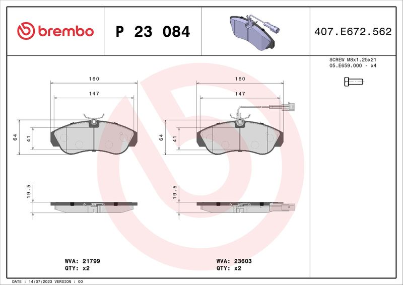 BREMBO P 23 084 Brake Pad Set, disc brake