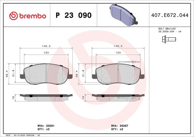 BREMBO P 23 090 Brake Pad Set, disc brake