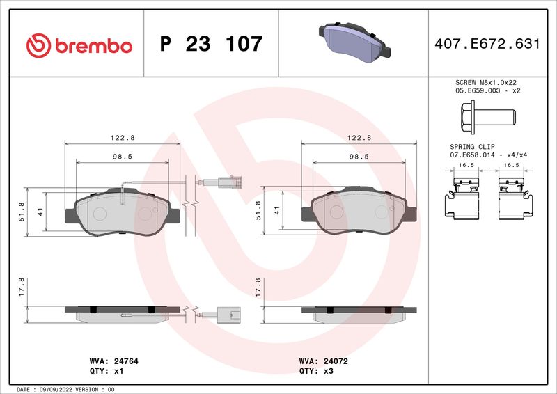 BREMBO P 23 107 Brake Pad Set, disc brake