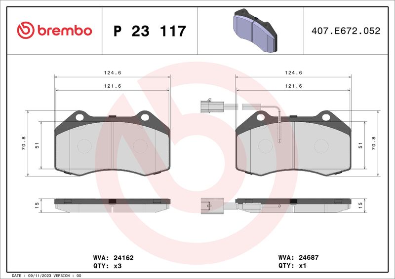 BREMBO P 23 117X Brake Pad Set, disc brake
