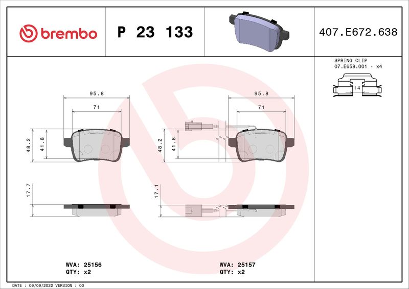 BREMBO P 23 133X Brake Pad Set, disc brake