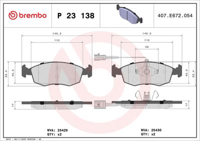 Brake Pad Set, disc brake BREMBO P 23 138