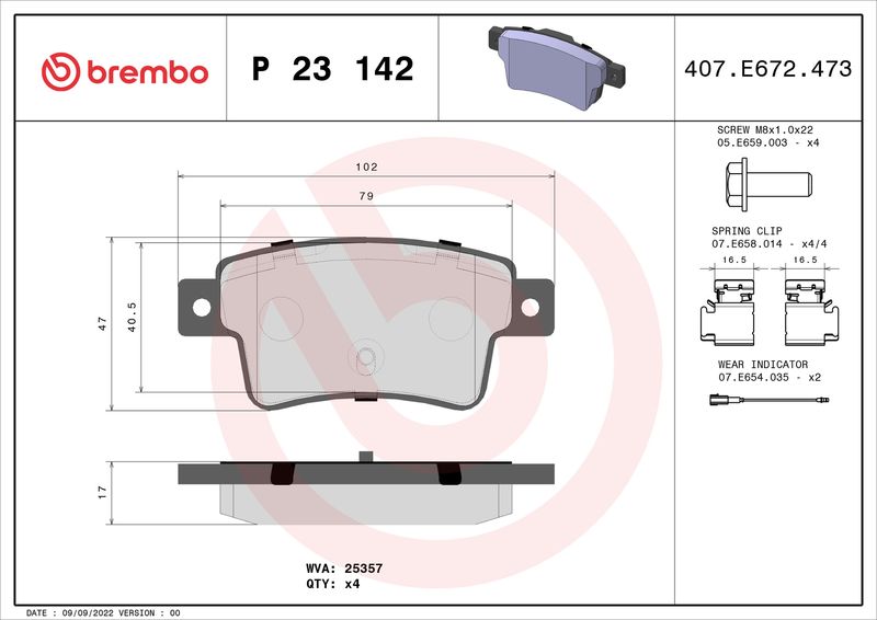 BREMBO P 23 142 Brake Pad Set, disc brake